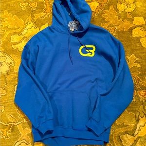 Cyclebar Blue Hoodie with Yellow Logo